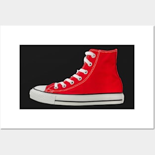 Retro Red Canvas Sneaker Or High Top Posters and Art